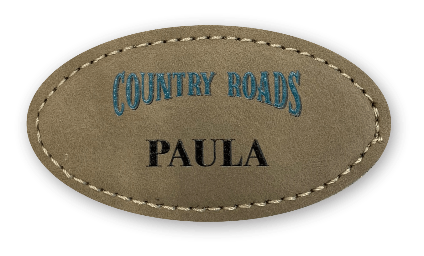 brown oval leather custom name tag