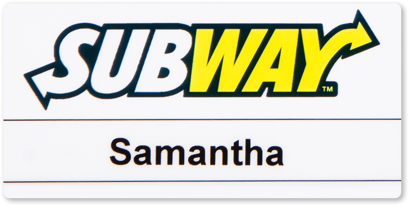 40-Mil white plastic rectangle Subway custom name tag