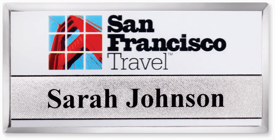 Silver beveled rectangle name tag