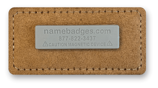 Leather rectangle name tag back with magnetic fastener 