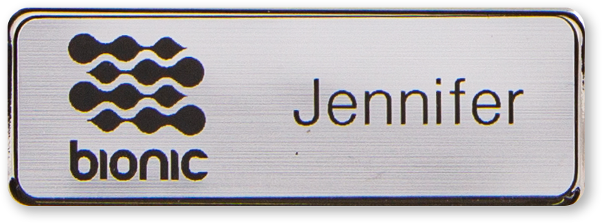 Silver metal frame name tag