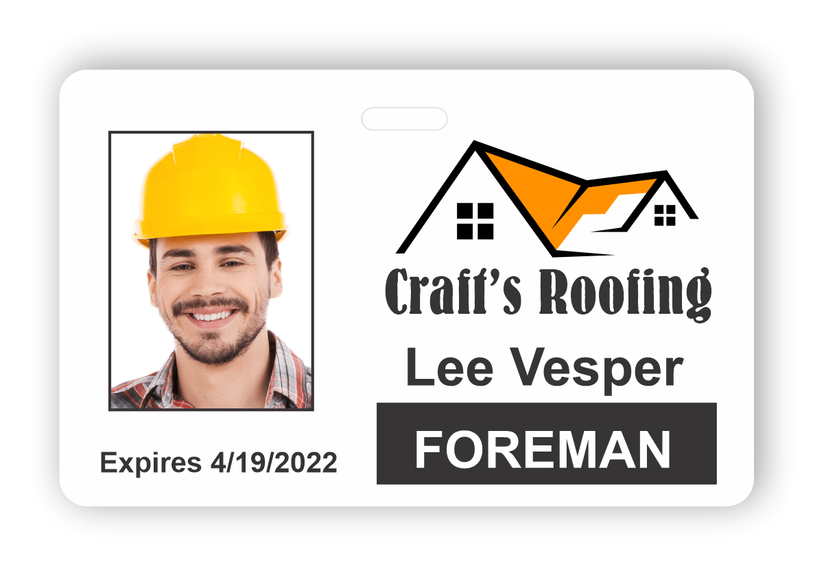 Custom photo ID name tag for a construction Foreman