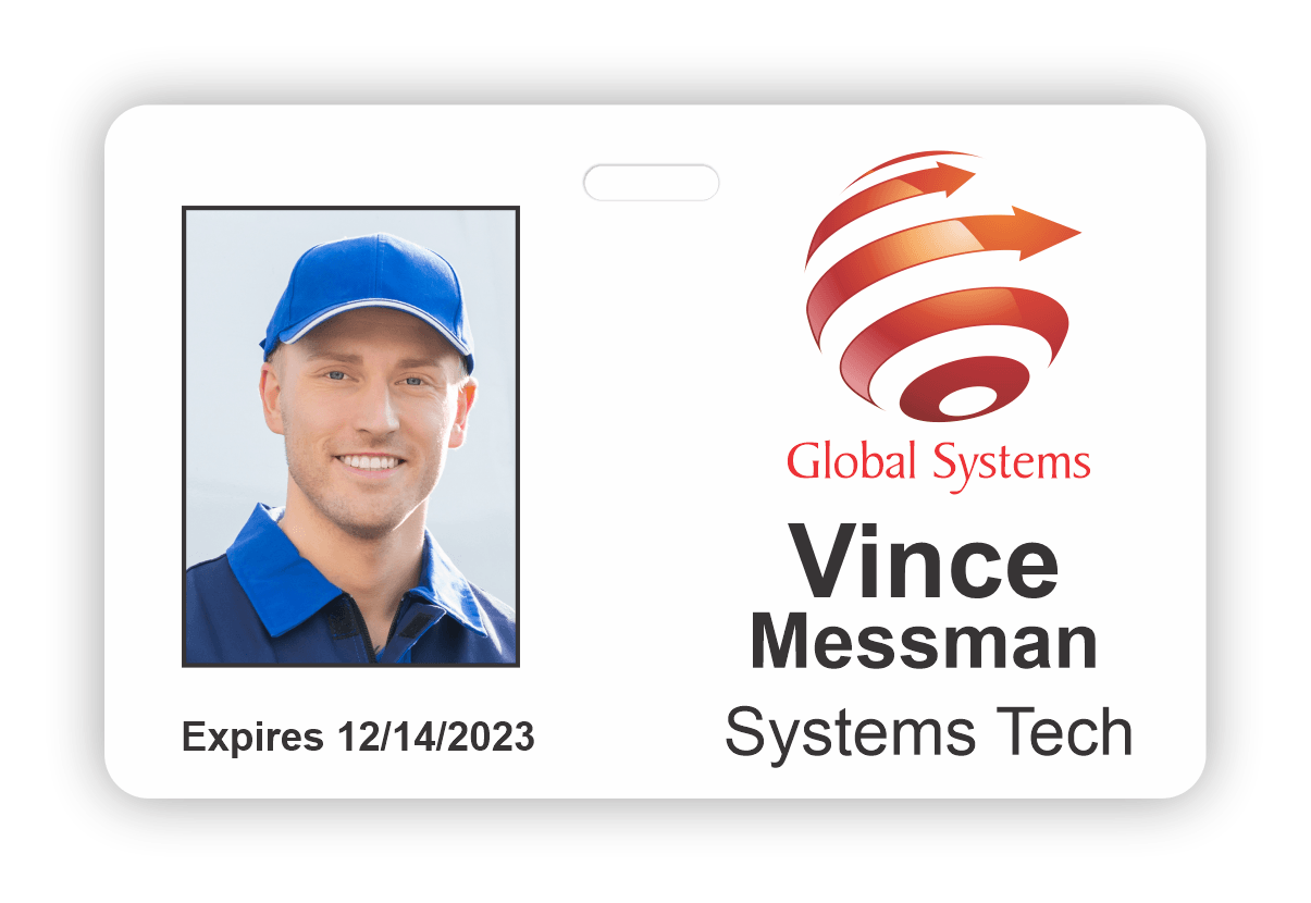 Custom photo ID name tag for a Systems Tech
