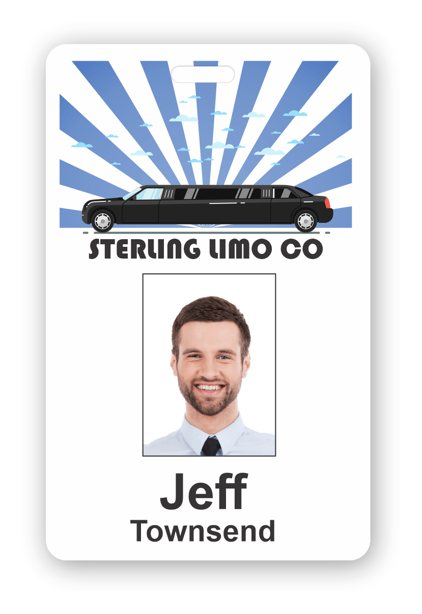 Custom photo ID name tag for a Limo Driver