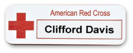 Reusable rectangle custom name tag for American Red Cross