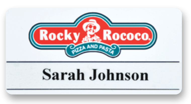 Reusable rectangle custom name tag for Rocky Rococo