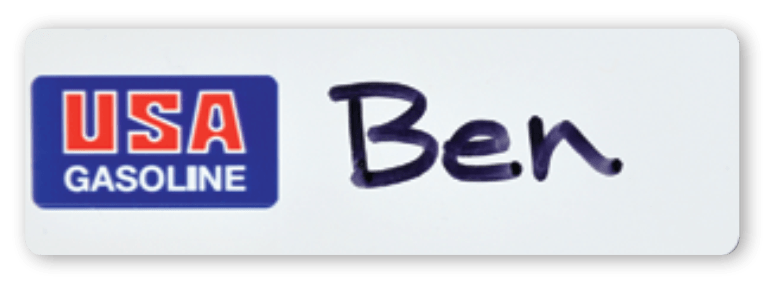 Reusable rectangle custom name tag for USA Gasoline