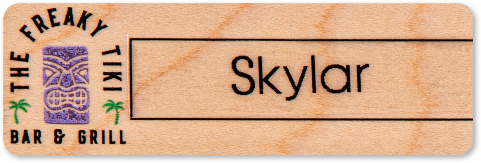 Maple wood rectangle name tag