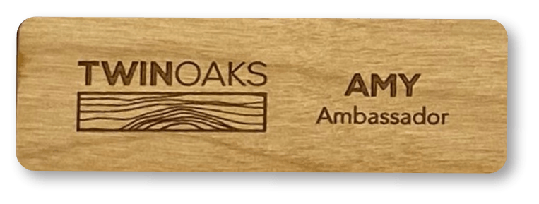 Engraved wood rectangle name tag