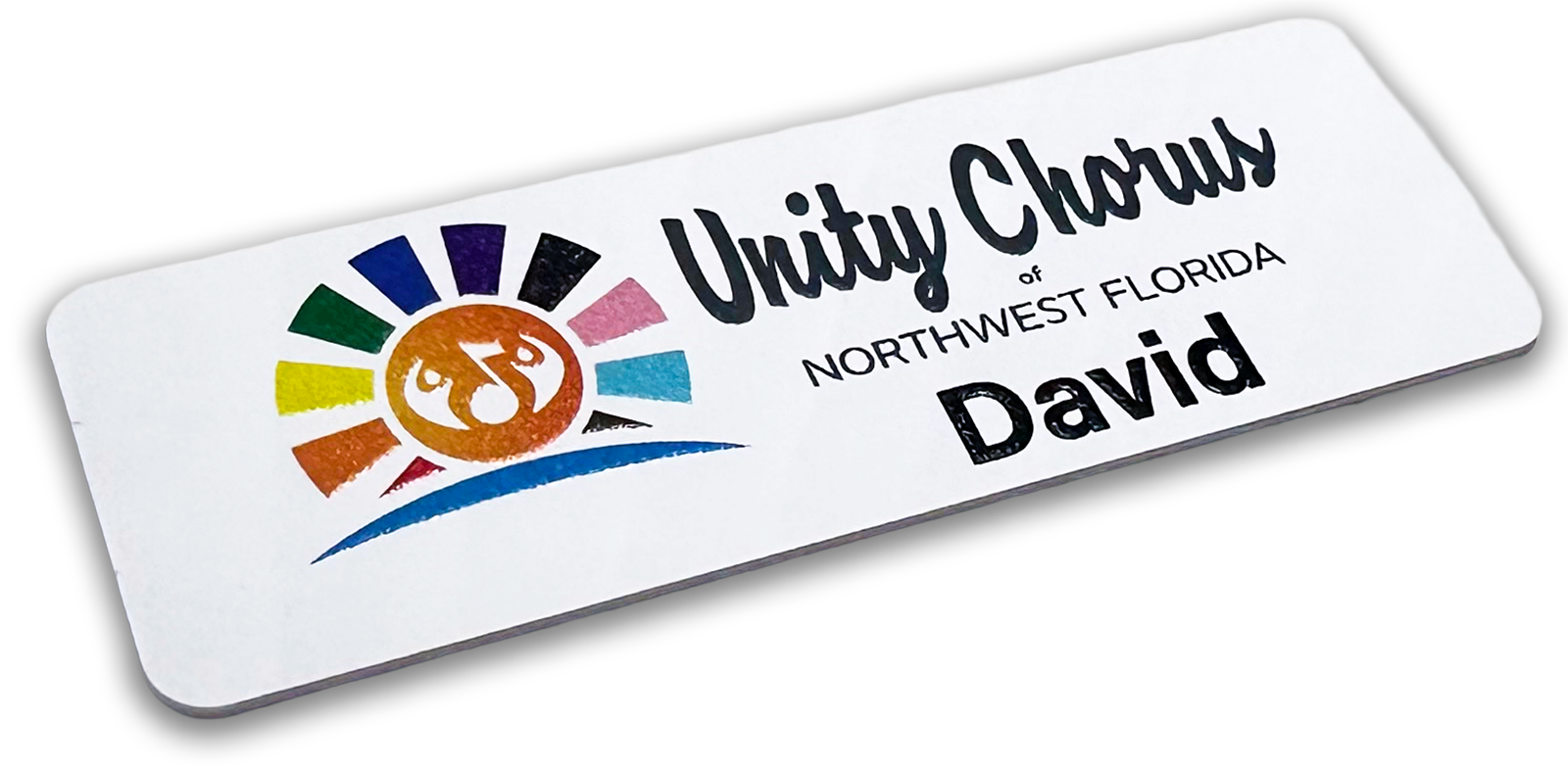 40-mil white plastic rectangle custom name tag