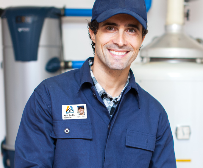 Home inspector wearing a name tag