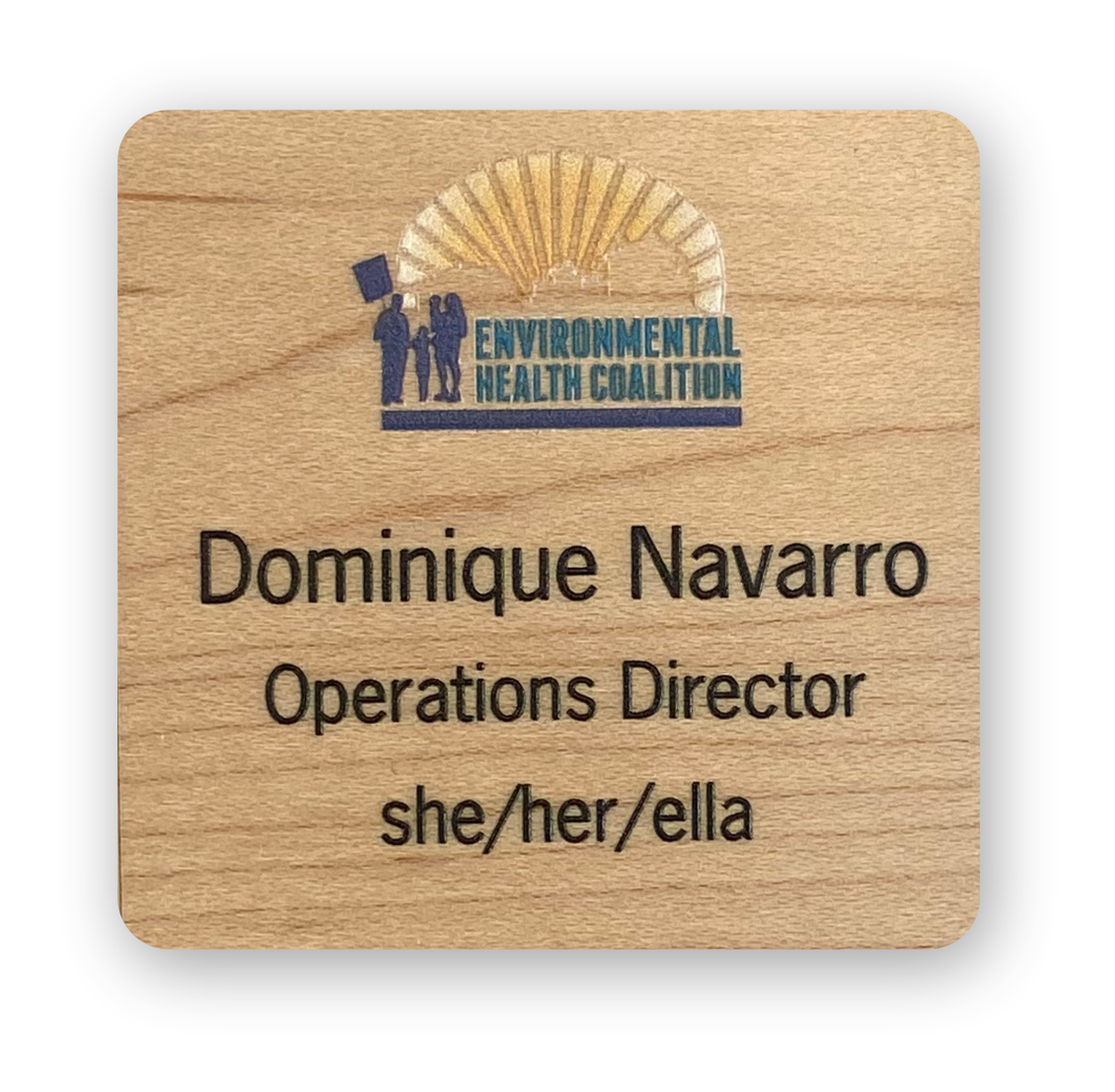 Wood healthcare badge with image