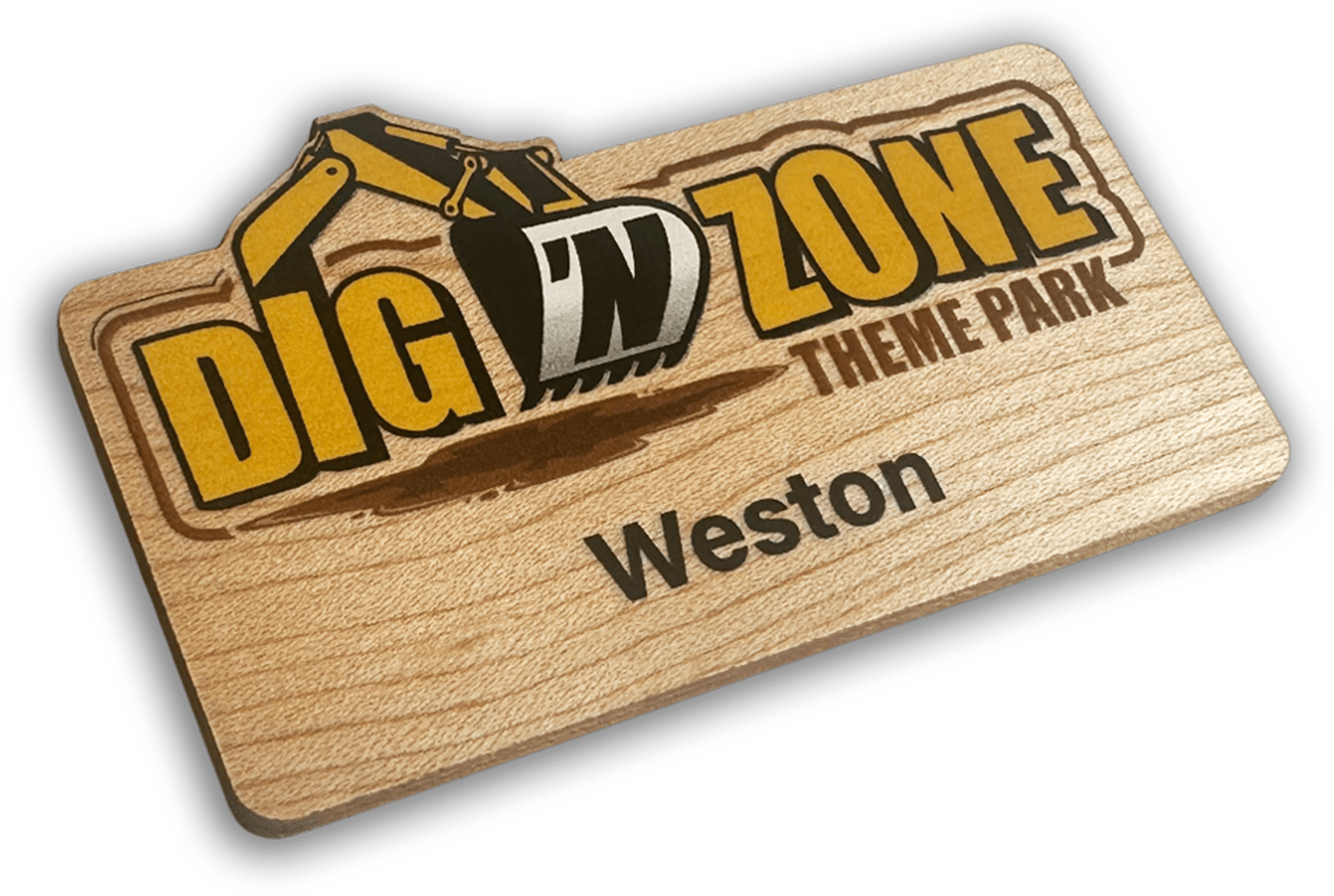 custom shape wood name badge