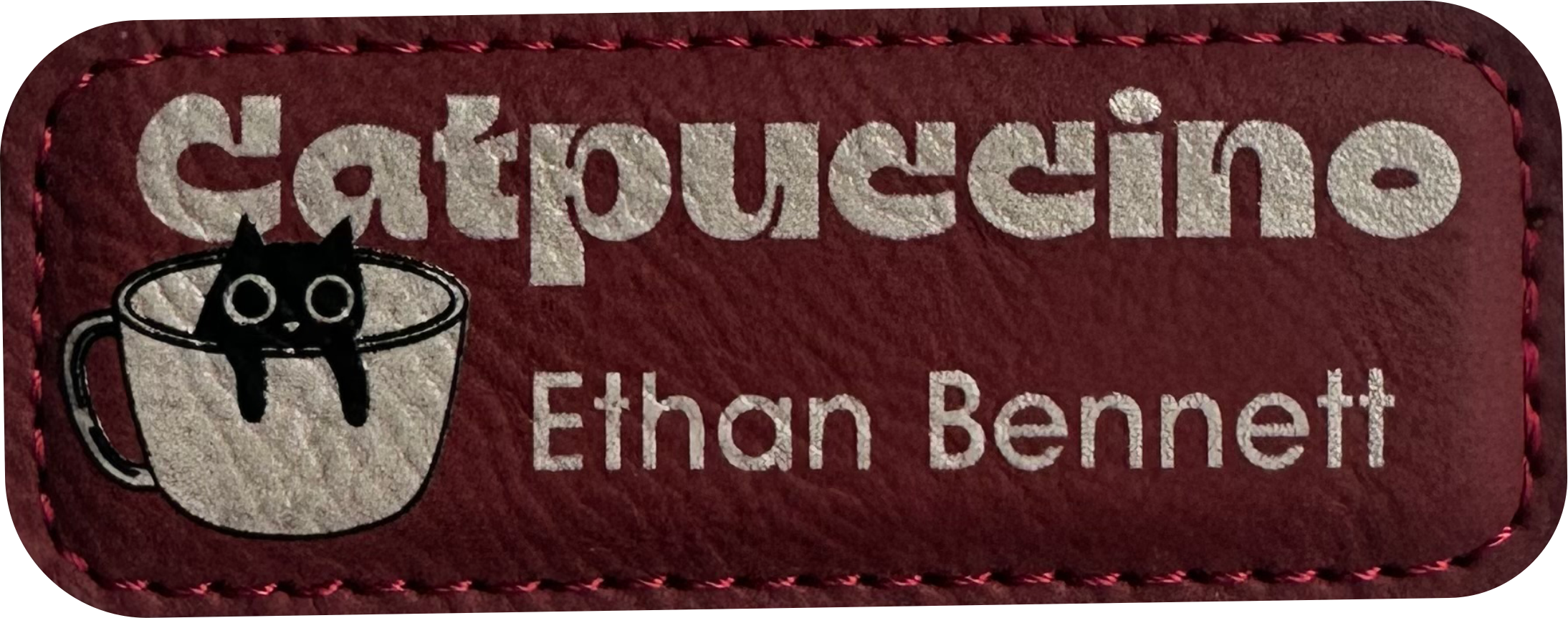 rose leather narrow rectangle custom name tag