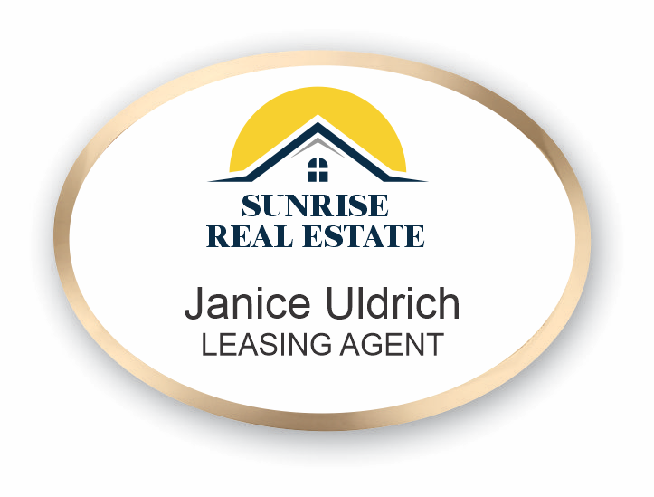 Classic Beveled Metal Name Badge with Image