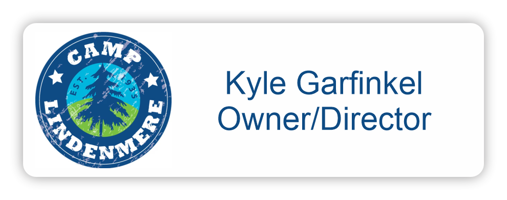 White rectangle shape name tag with image