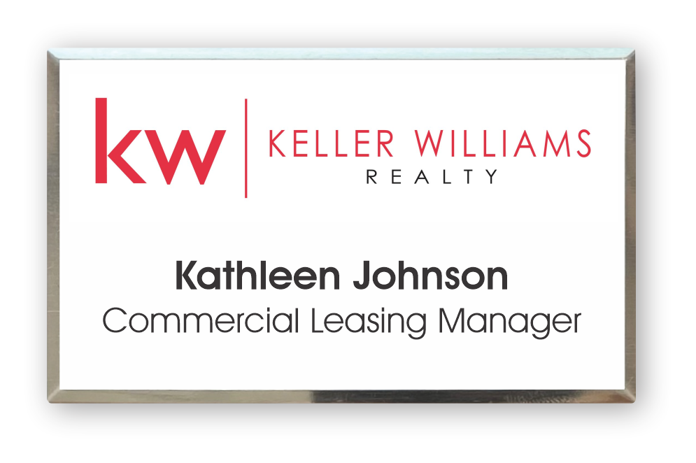 Classic Large Beveled Metal Name Badge