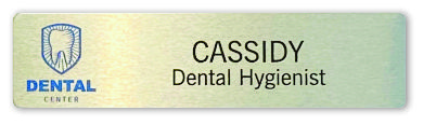 Silver healthcare name tag with image