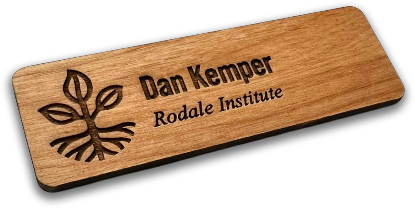 red alder wood rectangle custom name tag