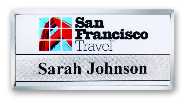Large Silver Rectangle Name Badge