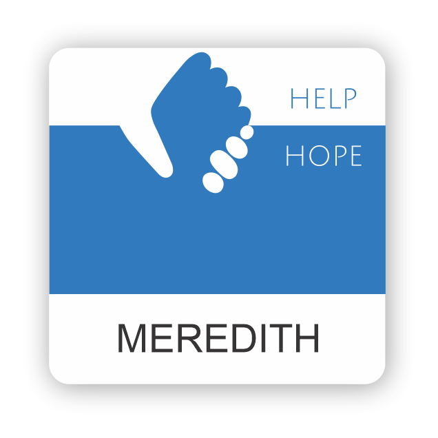 White square healthcare name tag with image