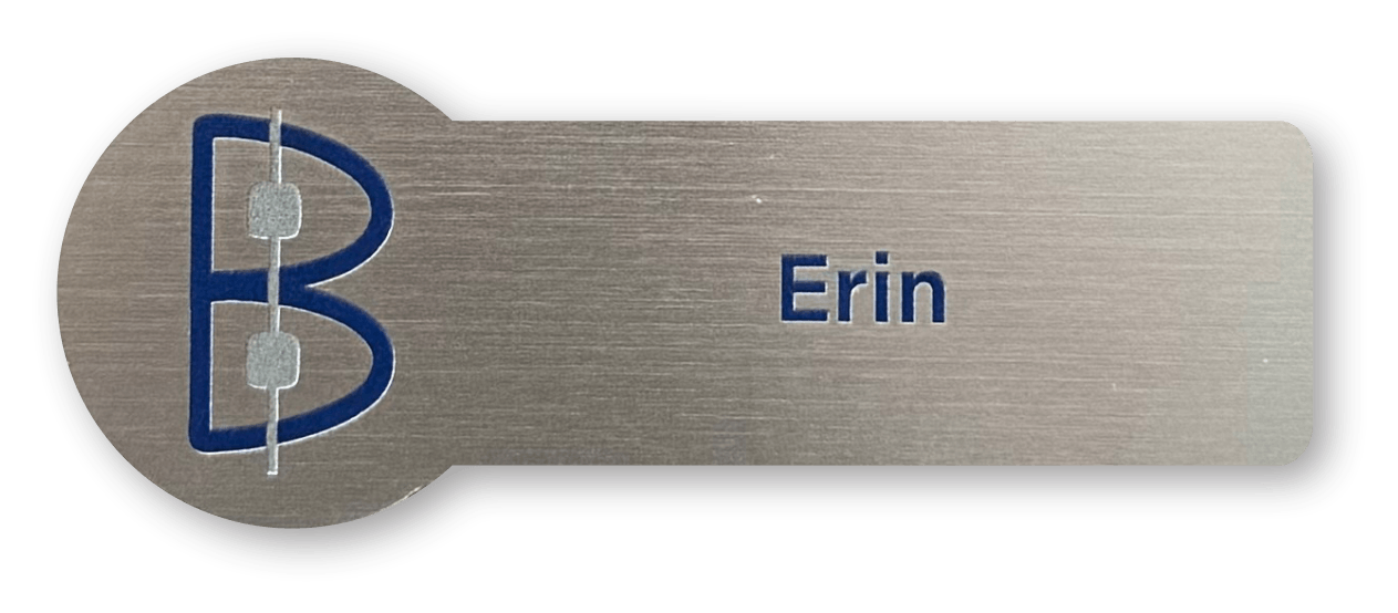 2-ply engraved silver plastic dot rectangle custom name tag