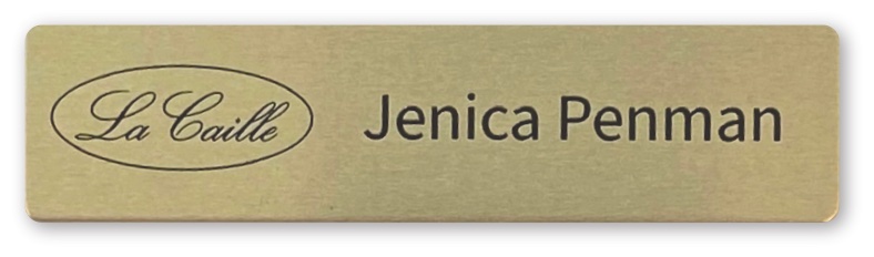 Gold metal rectangle name tag