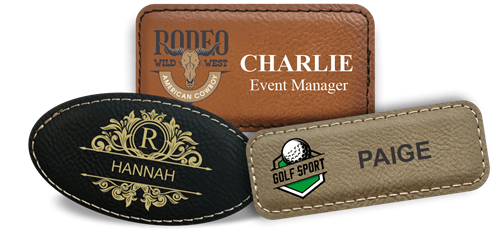 leather name badges