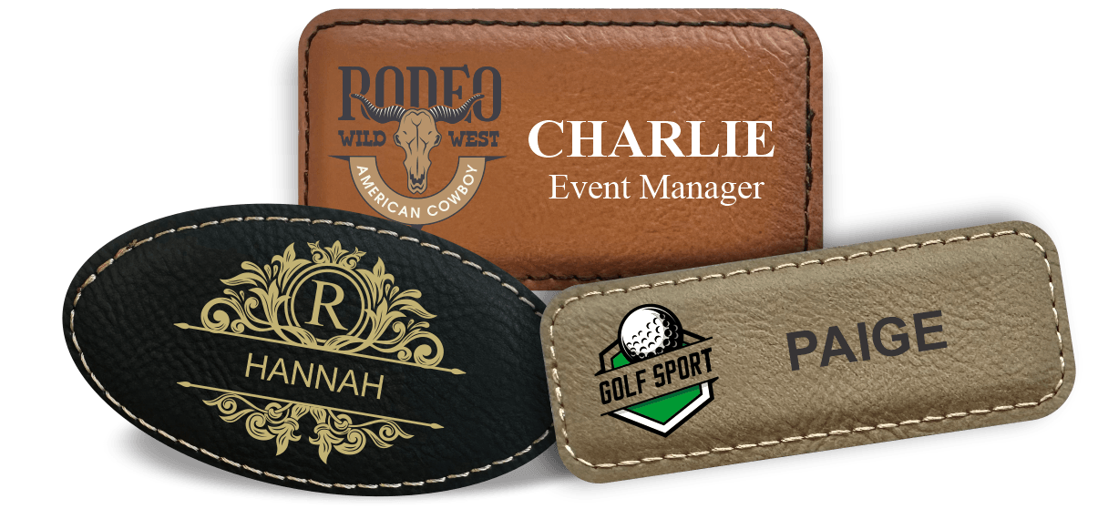leather name badges
