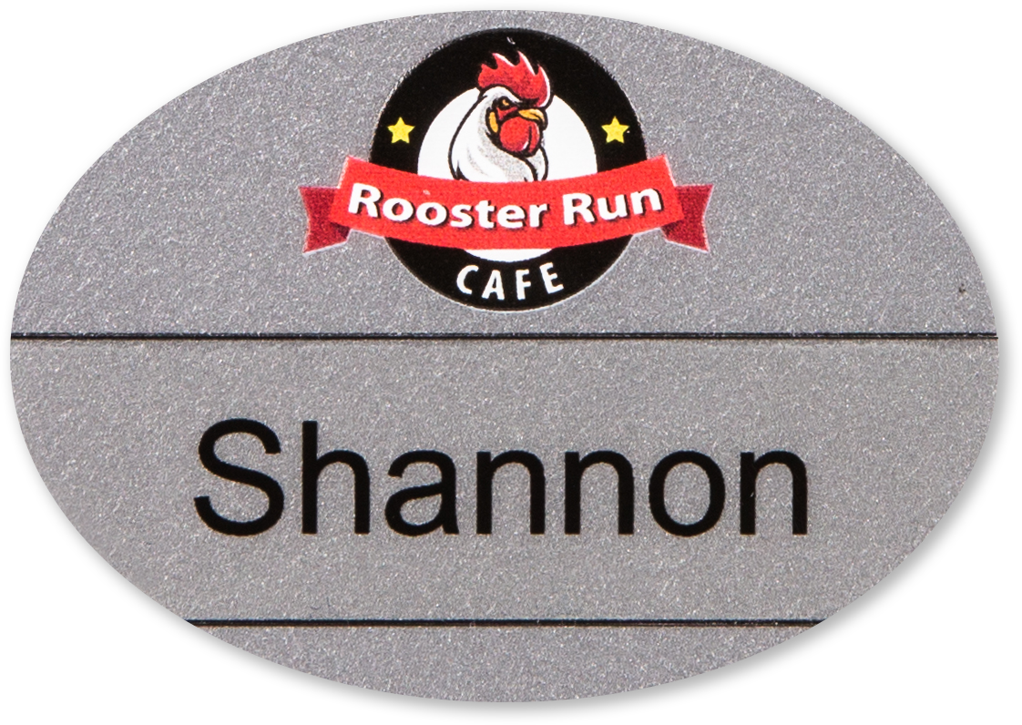 Plastic Name Badge, 40-mil, Oval, 1-3/8 x 2-1/2