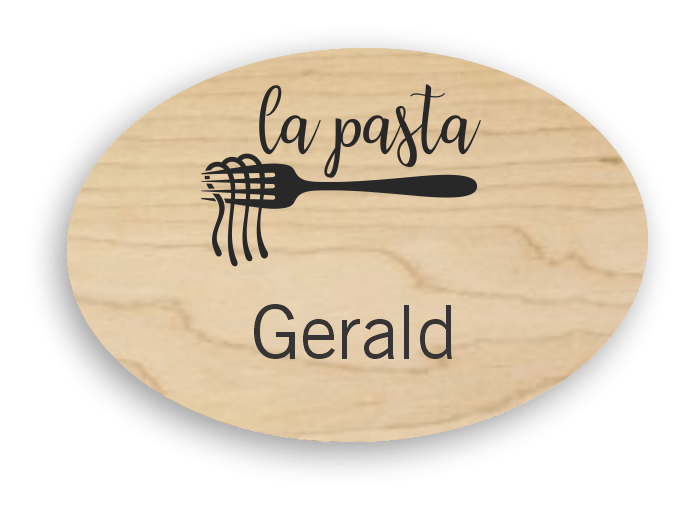 Wood Name Badge, Oval, 1-5/16 x 1-15/16