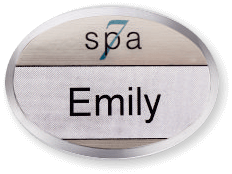 Metal Name Badge, Classic Beveled, Oval, 1-1/2 x 2-1/8