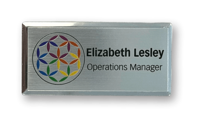 Metal Name Badge, Classic Beveled, Rectangle, 1-7/16 x 2-15/16