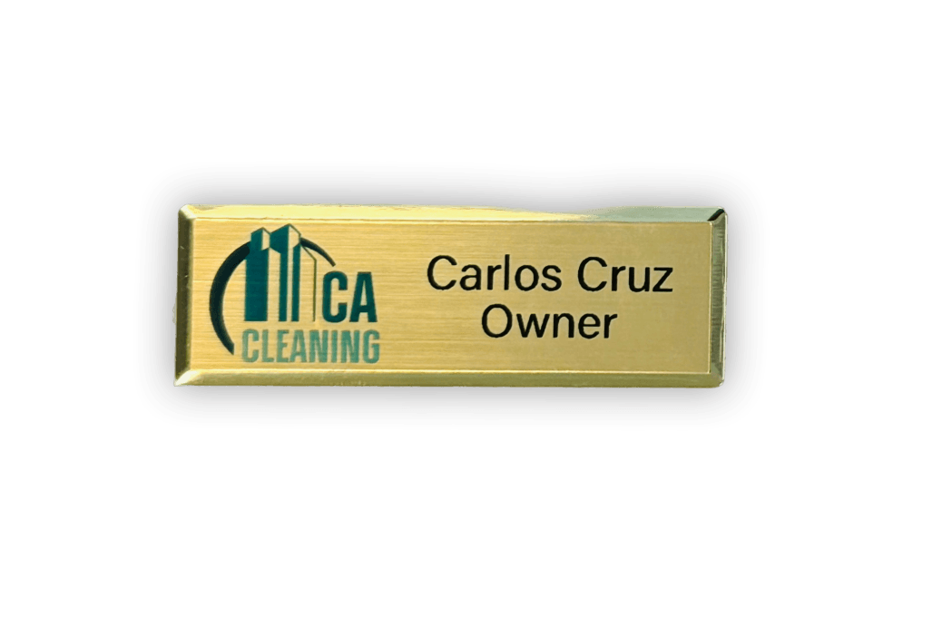 Metal Name Badge, Classic Beveled, Rectangle, 3/4 x 2-1/4