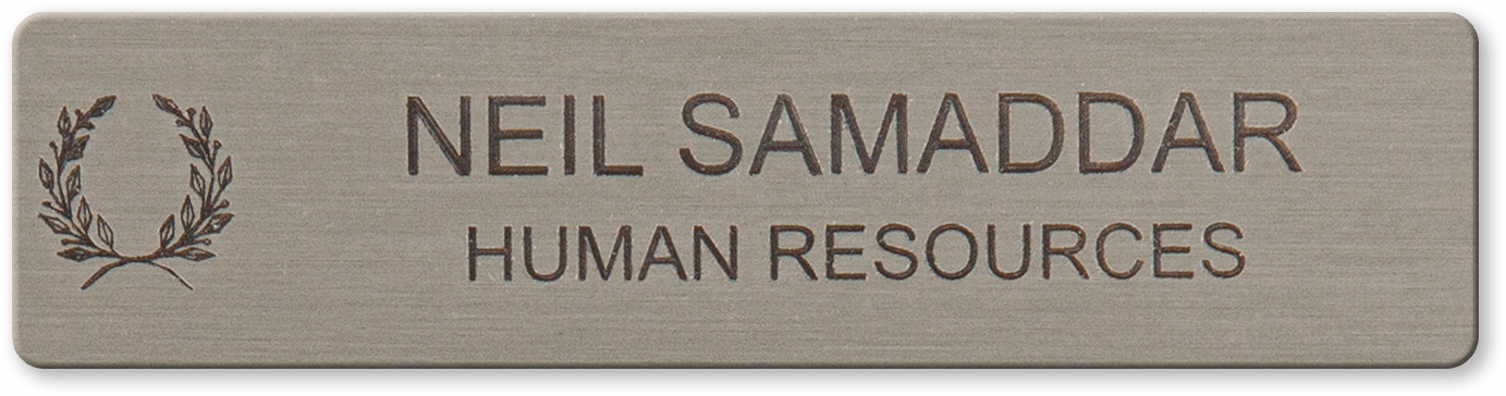 Metal Name Badge, Name Bar, Rectangle, 3/4 x 3
