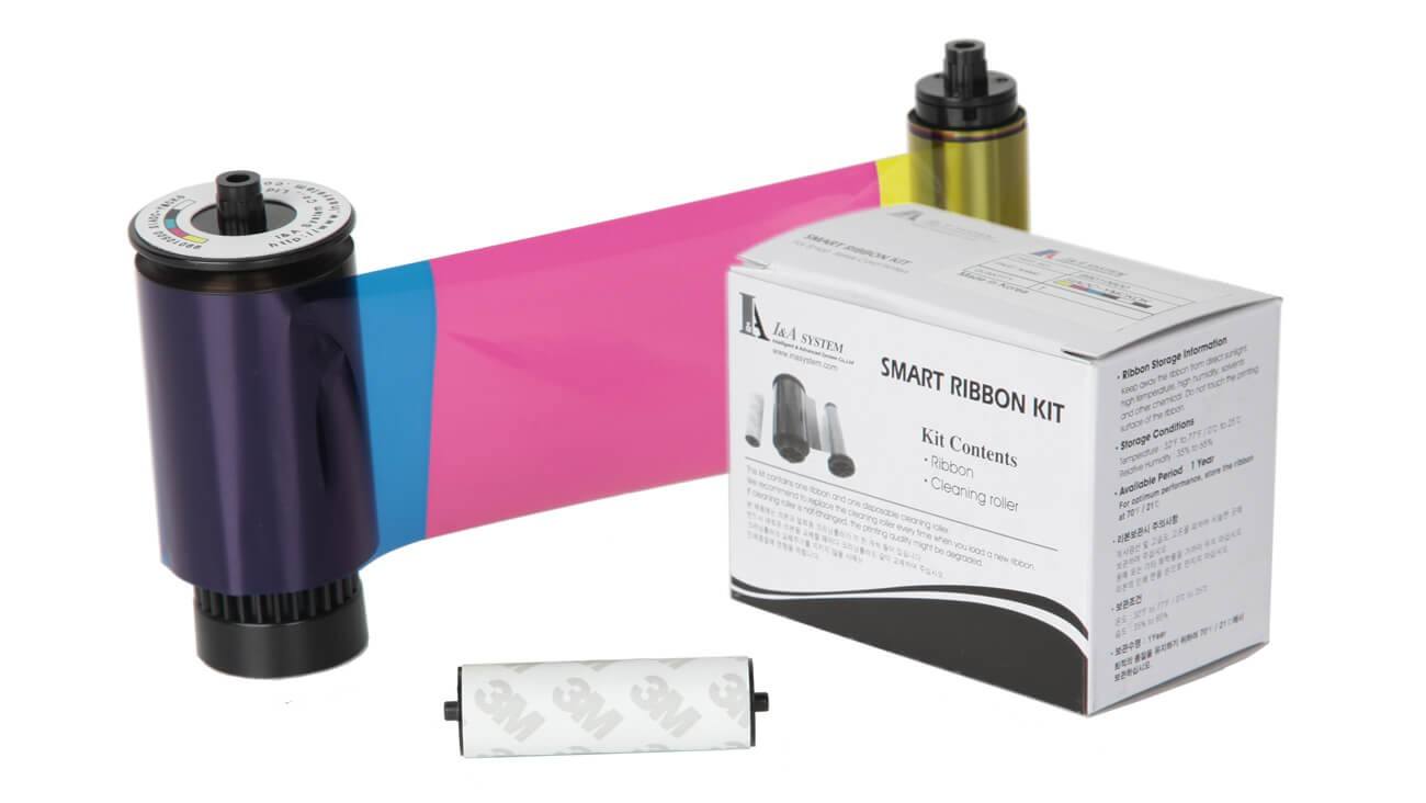 YMCKO Full-Color Ribbon with Cleaning Roller