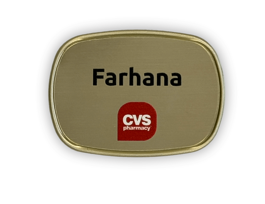 Metal Name Badge, Classic Beveled, TV, 1-13/16 x 2-1/2