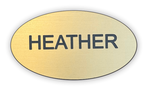 Plastic Name Badge, 2-Ply, Oval, 1-3/8 x 2-1/2