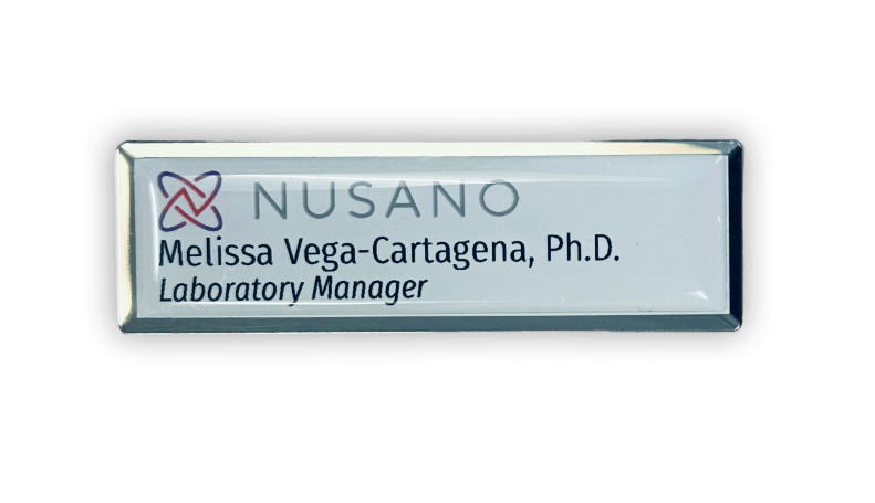 Metal Name Badge, Classic Beveled, Rectangle, 15/16 x 2-15/16